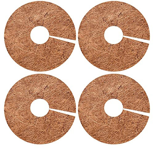 hifrom Kokosscheibe 4 Stück Kübelabdeckung Kokos Mulchscheibe, Winterschutzpflanzen Gartenarbeit Pflanzenschutz Frostschutz Winterschutz für Topfpflanzen, Pflanzenschutzmatte für Garten