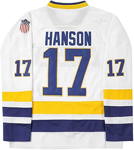 Youth Hanson Brothers #17 Steve Charlestown Chiefs Slap Shot White Moive Hockey Jersey Stitched Letters and Numbers S-L