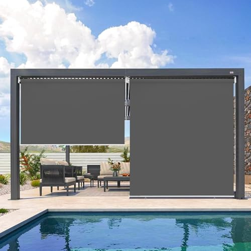 Randaco Senkrechtmarkise Vertikalmarkise Außenrollo Balkonrollo 140x140cm, Outdoorrollo für Balkon, Terrasse, Garten, Sichtschutzrollo Wetterfest Sonnenschutz UV Schutz, Anthrazit