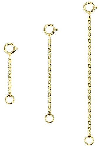 ASYKNM 3 Alargadores para Cadenas, Cadenas de Extensión de Collar Cadena de Extensión, Cadena de Extensión Chapada en Oro de 14 Quilates para la Fabricación de Joyas Collar de Pulsera(2/4/6 Pulgadas)