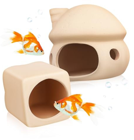 Happyyami 2stücke Keramische Betta Versteckhäuser Für Aquarien Dekorative Fischelemente Für Fischbecken Für Betta-Fische Und Andere Aquarienbewohner