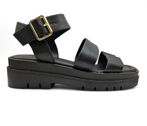 Yours Womens Gladiator EEE Extra Wide Fit Sandals Ladies Chunky Ankle Flatform Platform Wedge Shoes Size