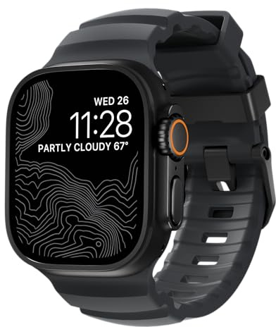 NOMAD Rocky Point Band I für AppleWatch 42/44/45/ 49mm I Robustes Uhrenarmband I Storm Gray Connector Black