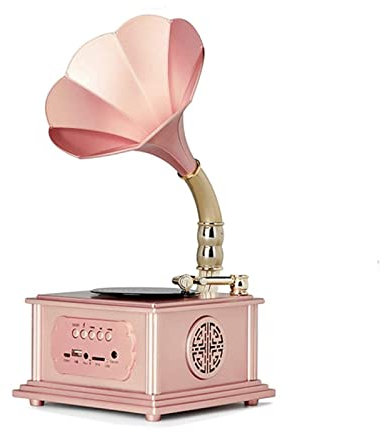 JFNHUTL Grammofono in Legno, fonografo, Altoparlanti Stereo, Giradischi, Giradischi in Vinile, Sistema Giradischi, registratore Rosa