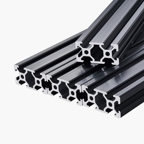 VEVOR Profilés d'Extrusion en Aluminium 2040, Lot de 5, Rail Linéaire Anodisé Norme Européen Rainure en T 1000 mm, Haute Résistance, pour Imprimante 3D, Machine Bricolage CNC, Gravure au Laser, Noir