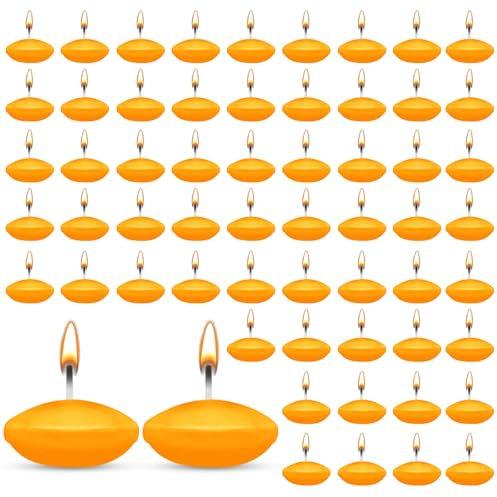 HA BIN 60 Pièces Bougies Flottantes, Bougies Flottantes Non Parfumées,pour Mariages, Soirées Romantiques, Enterrements de Vie de Jeune Fille, Décorations (Orange)