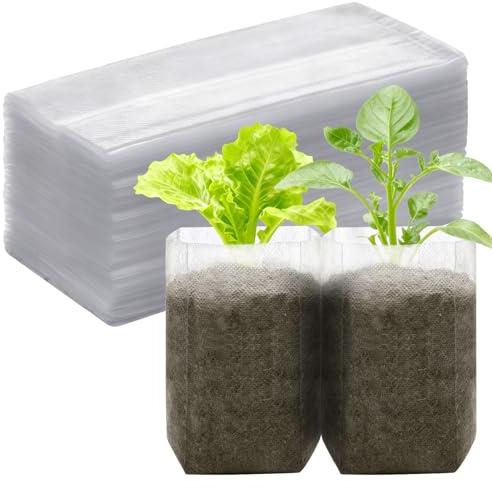 CHONGQILAO Bolsas de Cultivo de Plantas, 100 Piezas Bolsas de Vivero Biodegradables, Bolsa de Plántulas de Tela no Tejida, Bolsa de Vivero Planta de Plantación para Verduras, Flores, Frutas, Árboles