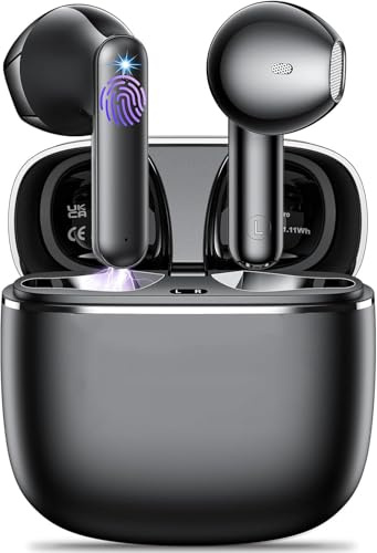 Générique Écouteurs sans Fil,Bluetooth sans Fil,Temps de Lecture de Cycle 30h Casque avec boîtier de Charge et Microphone, stéréo,oreillette Bluetooth sans (Noir)