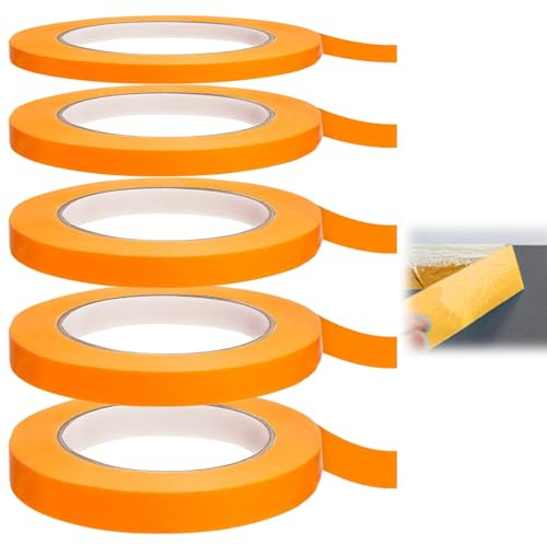 5 Rollos de Cinta de Carrocero para Pintar y Enmascarar, Naranja