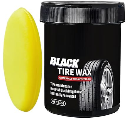 Pasta Para El Cuidado De Neumáticos - Juego De Brillo Limpiador De Llantas | Para Limpieza De Neumáticos De Coche, 150g, Esmalte De Acabado Negro Resistente Al Agua Con Esponja, Para Camión, SUV,