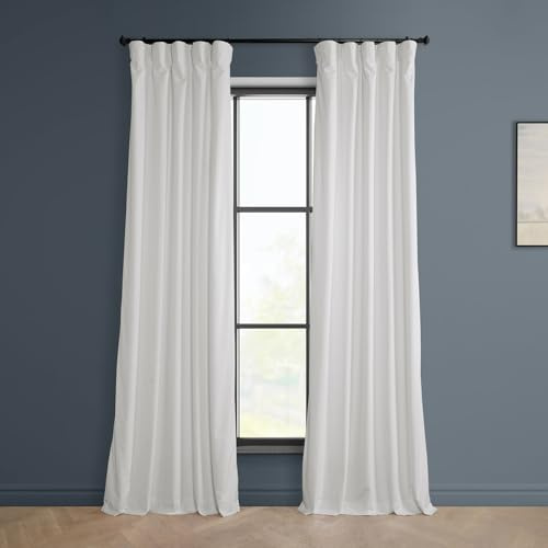 HPD Half Price Drapes VPYC-P Heritage-Cortina de Terciopelo de Felpa (1 Panel), Mezcla poliéster, Almohada Blanca, 50 X 120