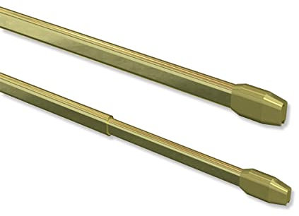 Interdeco Vitragestangen/ausziehbare Scheiben-Gardinenstangen Messing farbig (2 Stück), 30-50 cm