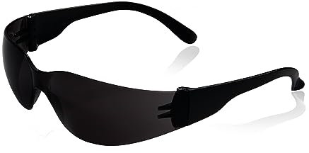 PRO FIT Schutzbrille Light – Arbeitsbrille mit schwarz getönter Scheibe, Seitenschutz, Beschlagfreie Sicherheitsbrille, Rahmenlos, UV-Schutz - Schwarz
