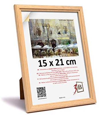 3-B Cornice per foto JENA - natura - 15x21 cm (A5) cornice in legno esotico con vetro acrilico