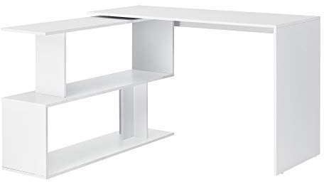 [en.casa] Schreibtisch mit Regal Winkelschreibtisch Bürotisch L-förmig Arbeitstisch Eckschreibtisch Spanplatte Weiß