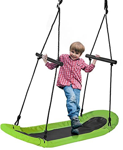 RELAX4LIFE Nestschaukel bis 150 kg belastbar, Schaukel höhenverstellbar 100-180 cm, Große Hängeschaukel für Kinder und Erwachsene, Außenschaukel mit Armlehnen, Baumschaukel Kinderschaukel (grün)