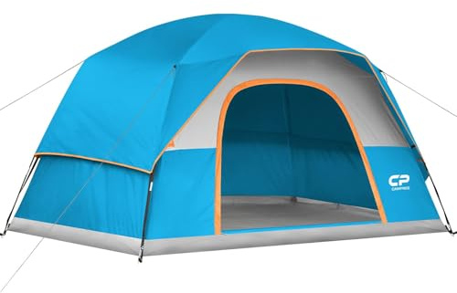 CAMPROS CP Tent 6 Person, Waterproof Windproof Double Layer Family Dome Tent, Easy Setup with Large Mesh Windows & Wide Door for Outdoor Hiking