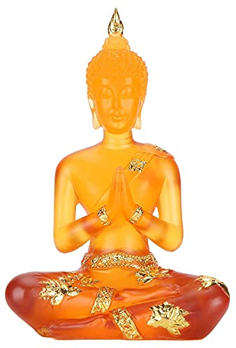 Jade Buddha Staty, Transparent Sittande Buddha Harts Buddha Figur, Feng Shui Dekor