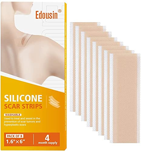 Silicone Scar Sheets [8 PCS], Reusable Silicone Sheets for Scar Removal, Professional Gel Scar Repair Treatment for Skin Trauma Surgery, Burn, Acne, C-Section Scars
