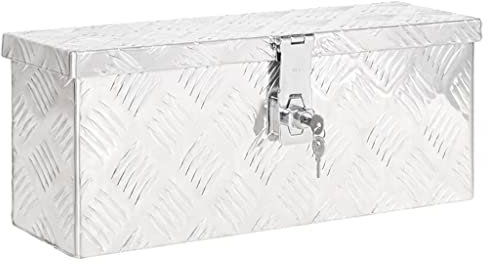 vidaXL Boîte de Rangement Coffre à Outils Caisse de Stockage avec Couvercle Boîte d'Emballage Transport Argenté 50x15x20,5 cm Aluminium