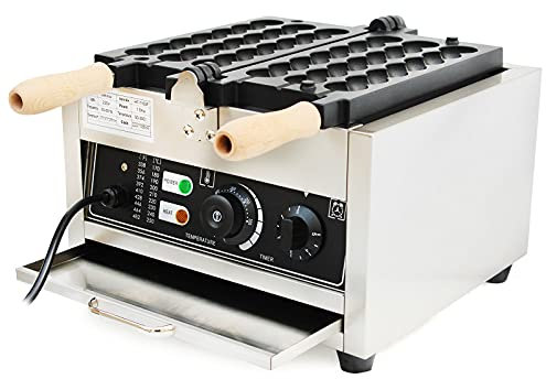 Gaufrier antiadhésif 1500 W Bubble Waffle Maker Machine à gaufres en acier inoxydable avec contrôle de la température de 50 à 300 °C et minuterie pour commercial et domestique