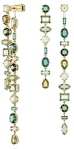 Swarovski Gema Drop-Ohrhänger, Grüne und Rhodinierte Hängeohrringe mit Strahlenden Swarovski Kristallen
