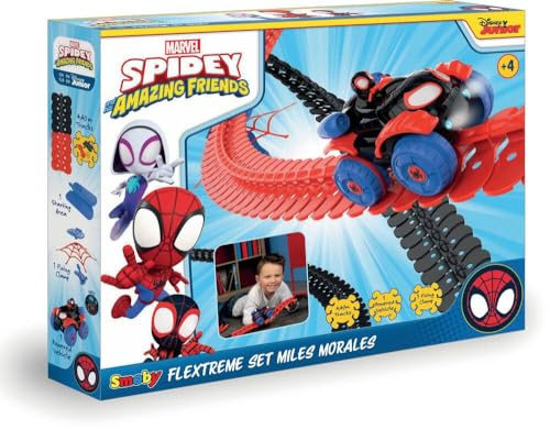 Smoby 7600180926 - Spidey FLEXTREME Set - Bilbana från Smoby med Spidey Design, 184 Spår ingår, Från 4 år
