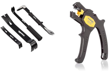 Amazon Basics – Stemmeisen und Nagelzieher, 4-teiliges Set & JOKARI 20050 Abisolierzange Super 4 plus, Schwarz, 1 Stück