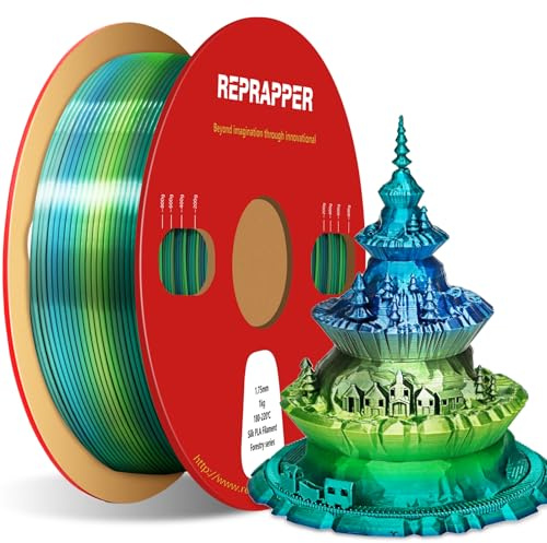 RepRapper Forest Rainbow Silk PLA Filament 1.75mm, Shiny Gradient Multicolor 3D Printer Filament, High Gloss PLA, ±0.03mm, 1kg Spool, Smooth & Easy Print for FDM 3D Printers
