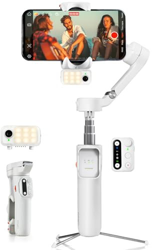 hohem iSteady V3 Gimbal Smartphone - Upgraded 3-Achsen Gimbal Stabilisator, Magnetischer AI-Tracker, Abnehmbarer Controller, Built-in Extended Pole & Tripod, Foldable Stabilisator für Live Streaming
