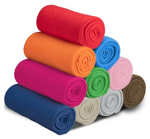 Kaxtde 10 Pack Fleece Throw Blanket Bulk for Sofa, Soft Cosy Fluffy Blankets, Warm Bed Throws for Home Bedroom Office Wedding Travel Camping, 127 x 152 cm