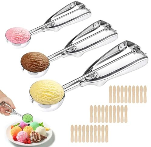 Cucchiaio per Gelato,3CS Porzionatore Per Gelato,Cucchiaio in Acciaio Inox per Gelato,Paletta per Gelato con Grilletto,Porzionatori da Gelato,Dosatore Gelato per Gelato,4cm,5cm,7.5cm