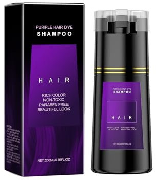 Shampoo Schwarze Haare, Black Hair Dye Shampoo 3in1, Haarfarbe shampoo,Grey Attack shampoos Anti Grau Effekt Farbshampoos Gegen Graue haare für Coloriertes für Frauen und Männer,200ml (Lila)