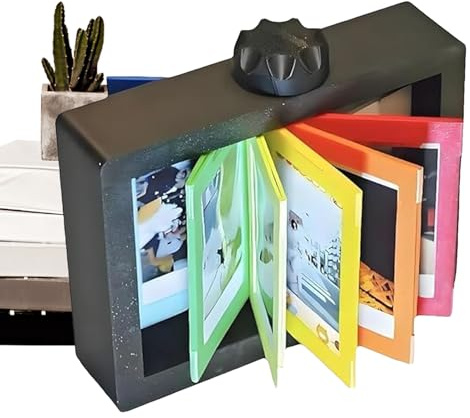 Album fotografico rotante: cornice per giradischi, decorazione per la scrivania | Meccanismo manuale a manovella, display per schede a 12 slot, accento camera da, soggiorno,