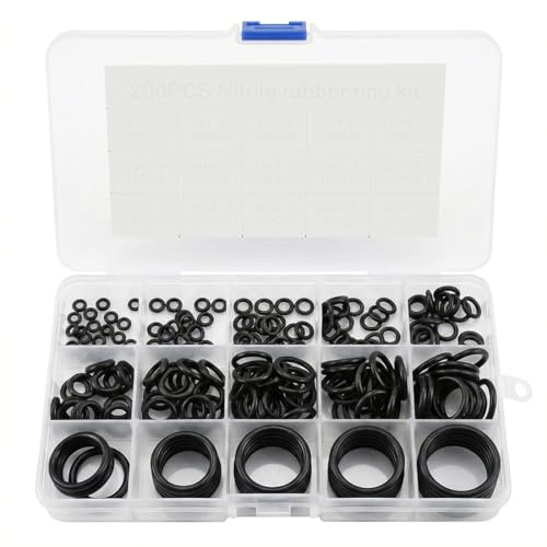 NiceNaiils Set 200 Guarnizioni ad Anello in Gomma, Kit Riparazione Idraulica Universale per Perdite d'Acqua, Assortimento O-Ring Multidimensione per Rubinetto, Giardinaggio e Auto