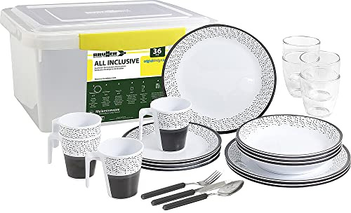 BRUNNER Camping Melamin Geschirr Campinggeschirr PRALIN 36tlg Antislip