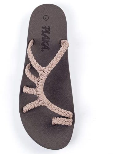 Plaka Relief Flip Flops for Women with Arch Support | Comfy Sandals for Women | Perfect for the Beach, Long Walks or Poolside | Reduces Heel & Back Pain | Brazilian Sand | Size 7