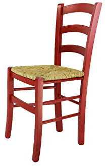 t m c s Tommychairs - Silla Venezia para Cocina y Comedor, Estructura en Madera de Haya Color anilina roja y Asiento en Paja