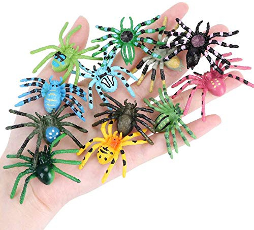 JOKFEICE Realistiska djurfigurer – 12 delar halloween spindelleksaker i plast för barn – spindelactionmodell insektsleksaksfigurer – pedagogiska inlärningsleksaker födelsedagspresent set för barn