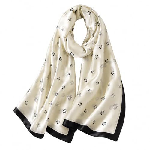 MAIRY Silk Scarfs for Women Ladies Soft Lightweight Satin Floral Long Scaves SL-M03