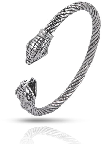 SIPURIS Braccialetto vichingo per doppio drago serpente norvegese anello braccio vichingo braccialetto in acciaio inossidabile intrecciato braccialetto braccialetto braccialetto pagano Wicca gioielli