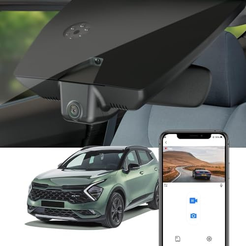 Fitcamx Dashcam Lämplig för Kia Sportage 2022 2023 2024 2025 (5th Gen), OEM 4K Bilkamera WiFi 2160P UHD Video, mörkerseende, G-sensor, loop inspelning, WDR Dash-kamera, Plug & Play, 64 GB minneskort