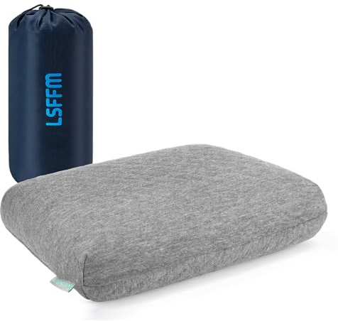 LSFFM Travel & Camping Memory Foam Pillow, Travel Essentials, Hammock Pillows with Double-Layered Pillow Cover, Easy to Clean, Compact Travel Pillows for Sleeping (Grey)