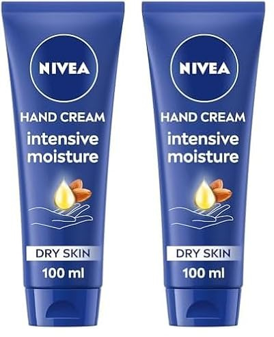 NIVEA Intensive Moisture Hand Cream (100ml), Nourishing Hand Cream with Almond Oil and Shea Butter, Daily Intensive Moisturising Hand Lotion for Dry Hands (Pack of 2)