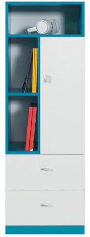 Lomadox Kinderzimmer Jugendzimmer Kleiderschrank Regal Regalschrank Schrank modern in weiß mit türkis