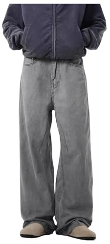 Y2K Jeans Men Hip Hop Baggy Denim Pants Gray Dance Skater Skateboard Pants Straight Leg Jeans
