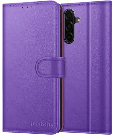 iCatchy for Samsung Galaxy A16 5G / A16 Case Leather Wallet Flip Book Cover with 4 Card Slots, Magnetic Closure, Kickstand Shockproof Protection Compatible with Samsung A16 (Lilac)