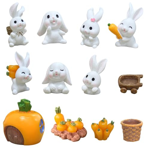 Iamred Figurine Coniglietti Pasquali, Mini Coniglietto Pasquale Decorazioni, Miniature Coniglio Pasquale, Conigli Pasquali Figurine Ornamenti, Coniglietto Pasquali Decorativo per Fata Toppers Torta