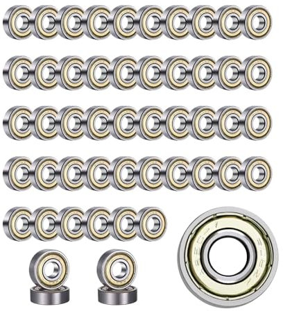 50 Piezas rodamientos de bolas de 8 x 22 x 7 mm, Rodamientos de bolas, Rodamientos 608 ZZ,Metal rodamientos, adecuado para patinetas, patines en línea, scooters, sin fricción y duradero.