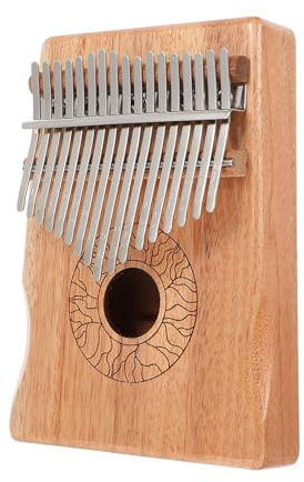 Alipis Kalimba Piano De Pulgar Portátil De Madera Natural 17 Teclas Soporte Ergonómico Lotus Para Principiantes, Instrumento Musical Pequeño y Ligero Para Uso Educativo y Regalos